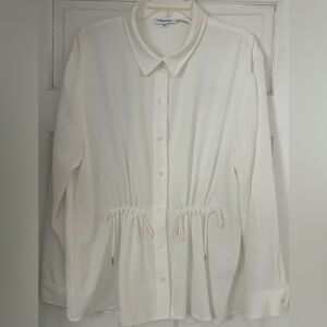 Calvin Klein Off White Button-Front Long Sleeve Blouse–XL – Excellent Condition
